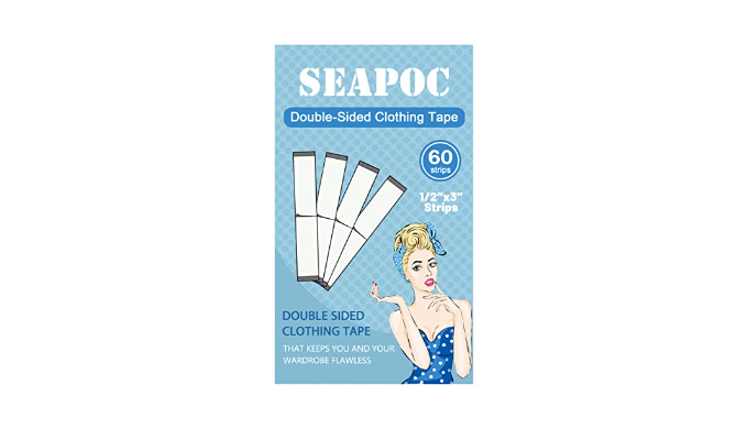 Seapoc Clothing Tape for Body (60 Pack Strips), Double-Sided Fabric Tape  for Women, Gentle Body Tape on Skin, All Day Strength Tape Adhesive,  Sweatproof Bra Tape for All Skin Shades - Coupon